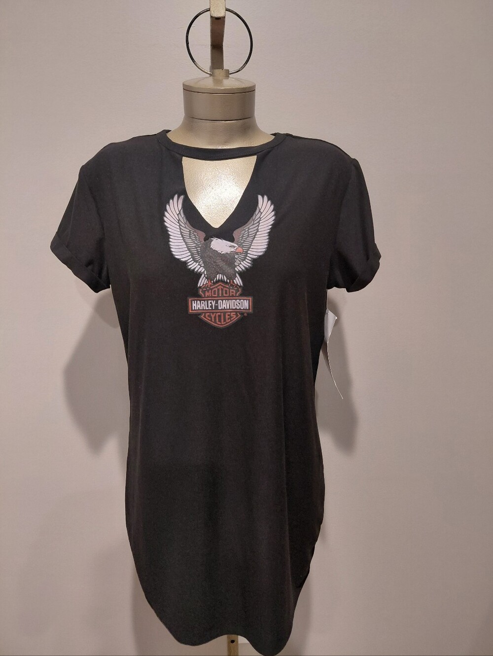 Harley-Davidson Women's Black Eagle Graphic Cutout Night Tee